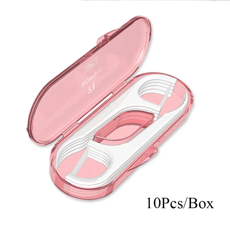 10Pcs/Box Portable Floss Toothpick Box Toothpick Floss Storage Box Floss Toothpick Set Teeth Cleaner with Storage Tube Gift