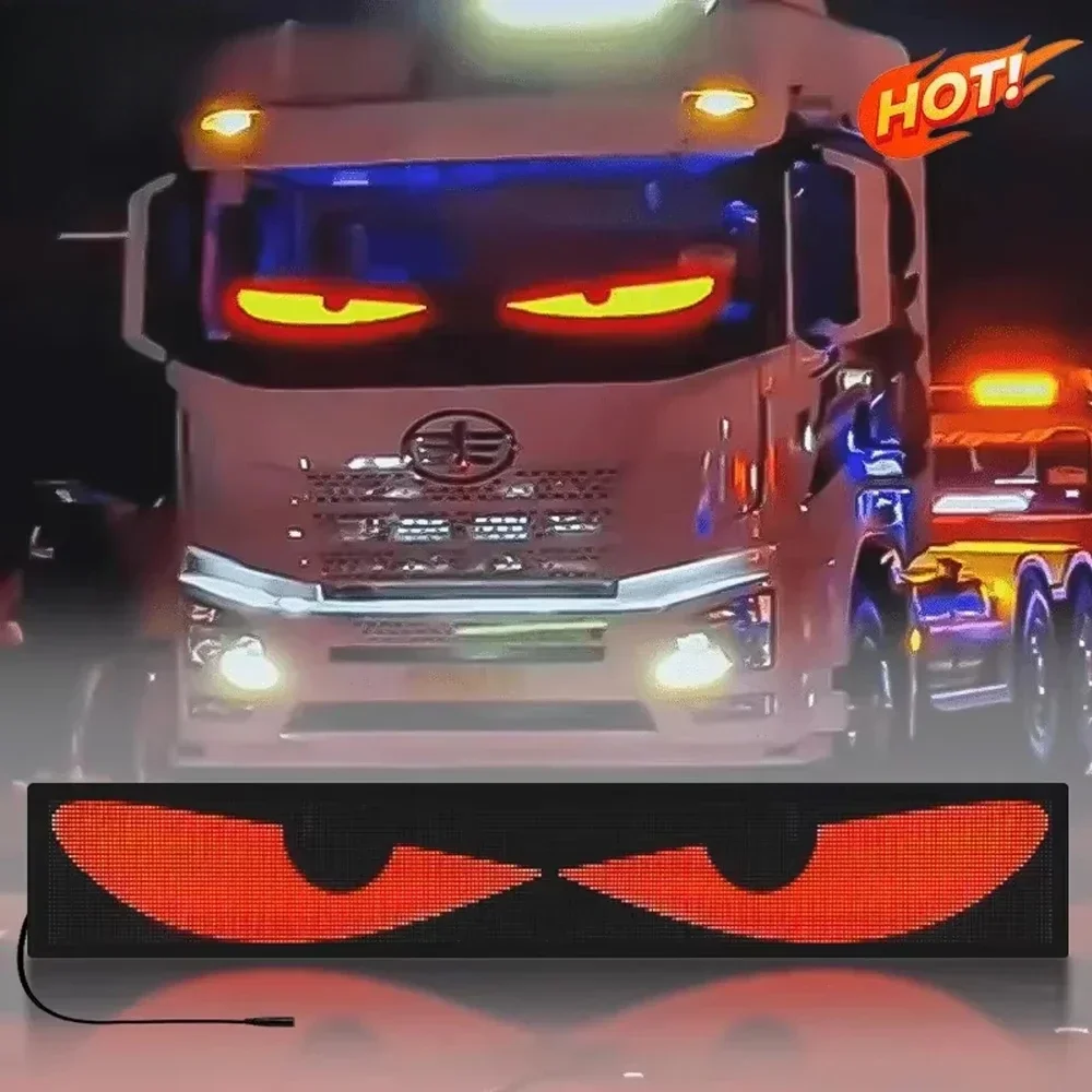 Vrachtwagen Auto Devil Eye LED Pixel Paneel Licht Afstandsbediening Zacht Opvouwbare Verlichting Scrollen Voor Board Voorruit 12V 24V