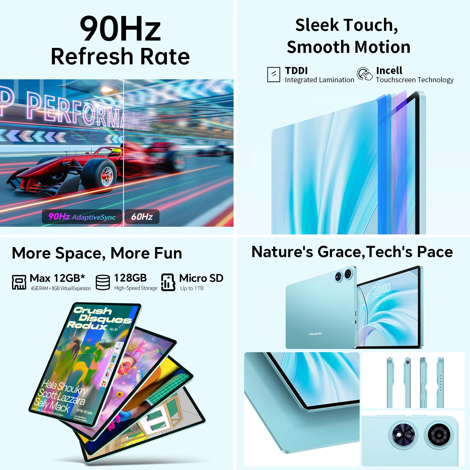 Teclast P50 Case Android 15 Tableta 11" 90Hz Máx 12GB (4GB+8GB Expansión) Ram 128 GB ROM T606 8-Core WideVine L1 7000MAH Tipo-C