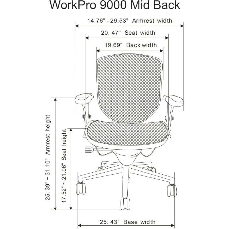 WorkPro® Quantum 9000 Series Ergonomic Mid-Back Mesh/Mesh Chair, Black