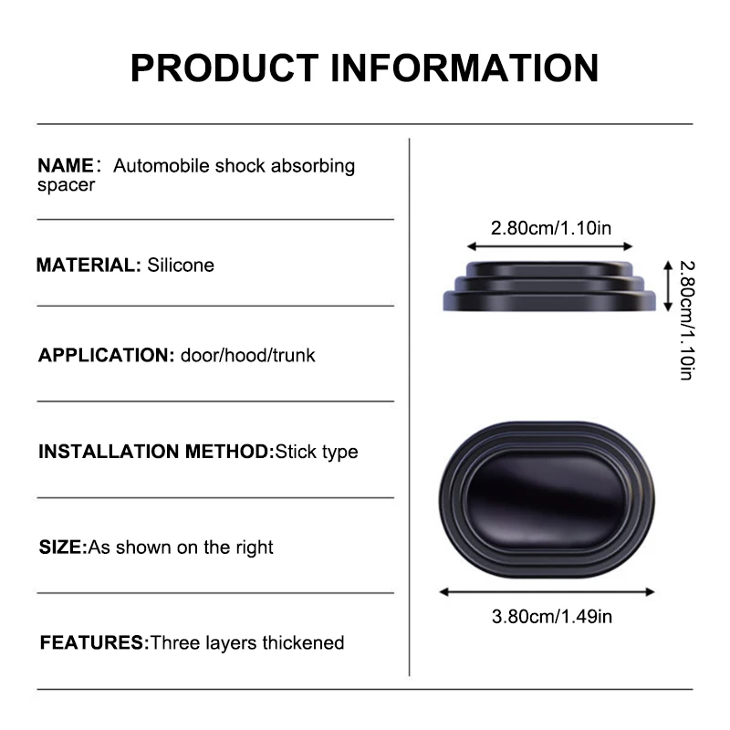 BLALION 12 個車のドア耐衝撃シリコンパッド衝撃吸収ガスケットトランクサウンド防音肥厚クッションシールステッカー