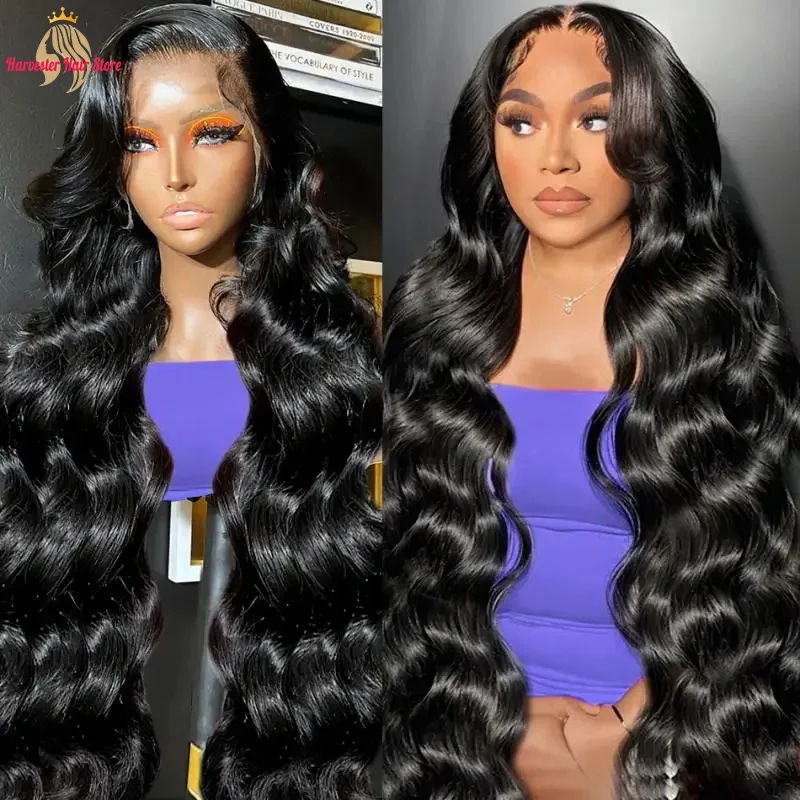 40 pulgadas onda del cuerpo 13x6 HD pelucas frontales de encaje peluca de cabello humano 13x4 360 HD peluca con malla frontal para mujeres negras cabello brasileño prearrancado