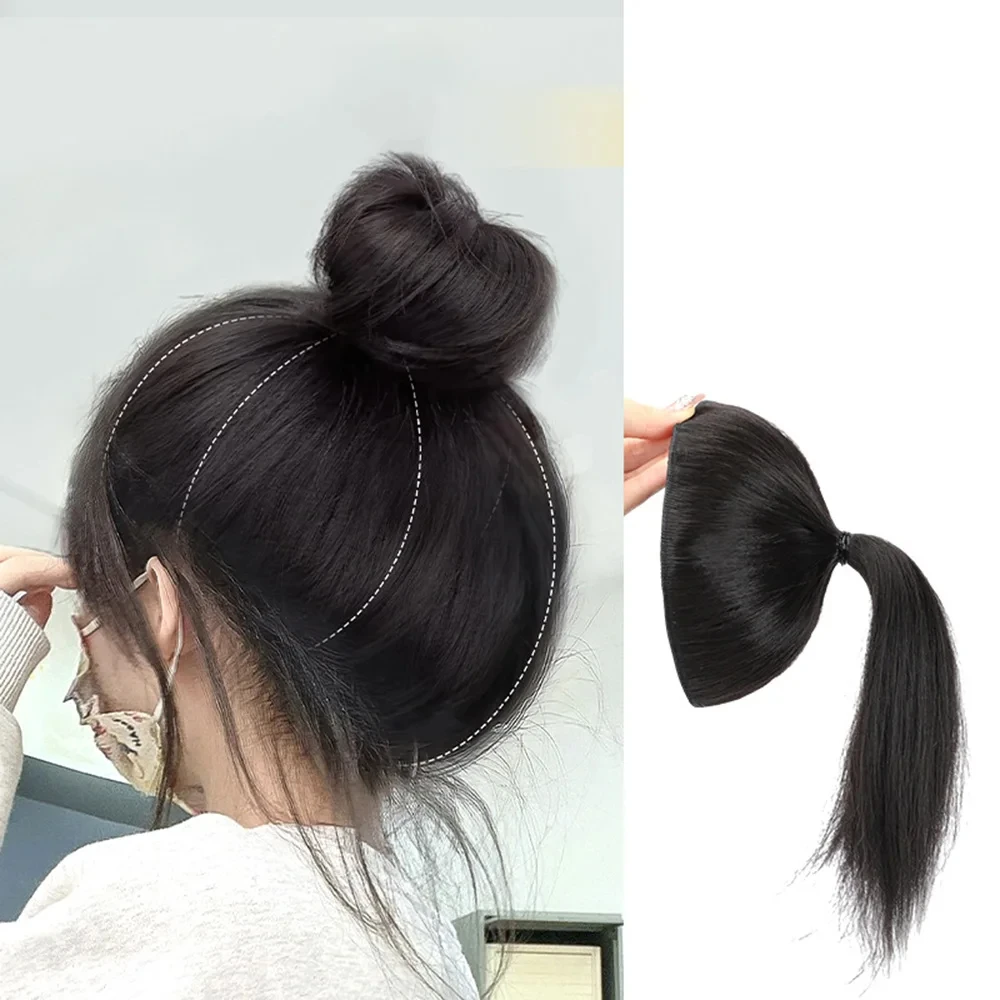 Cabeça saco de cabelo bola extensões de coque de cabelo sintético casca de toranja preguiçoso ferramenta mágica aumentar o volume do cabelo laço de cabelo fofo