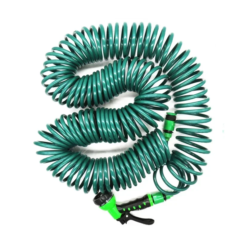 EVA Coil Garden Hose Spring Recoil Garden Water Hose with 3/4" Connector with 8 Function Sprayer for Pet Bathing Car Washing