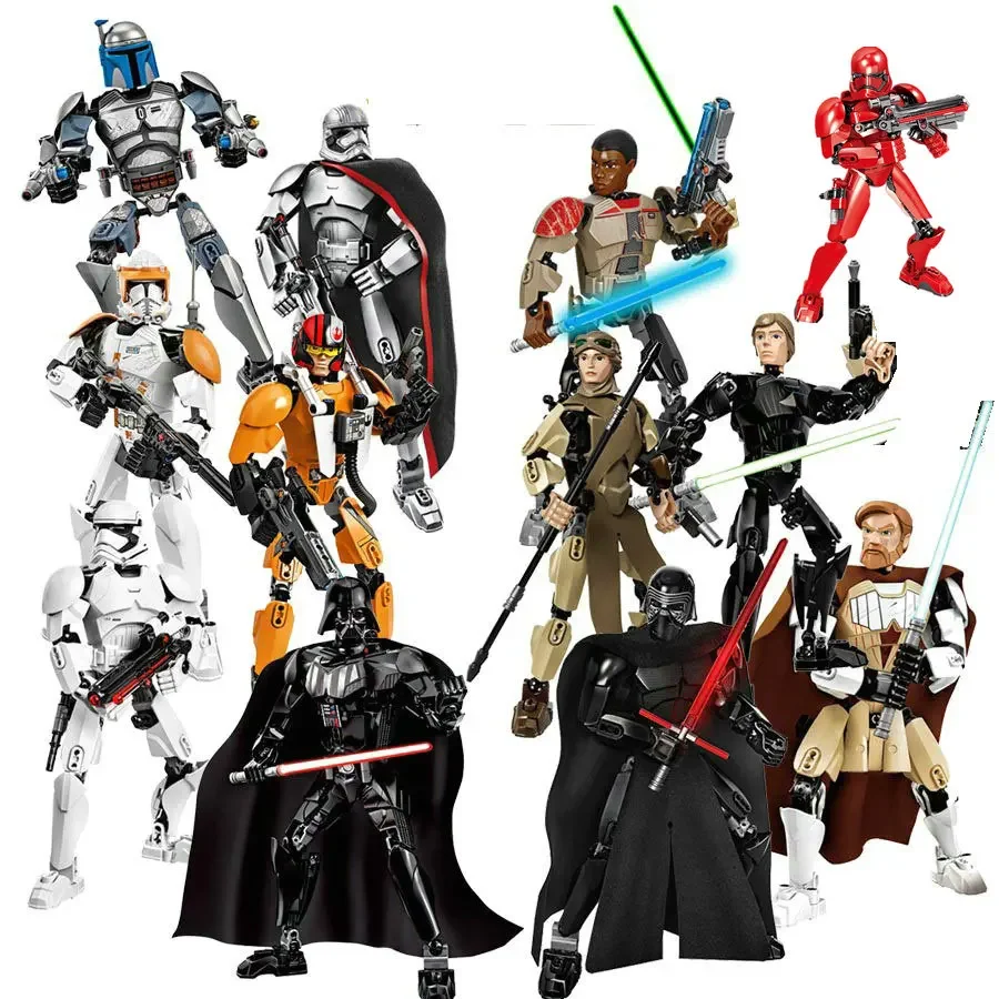 Figura de construcción de guerras espaciales Stormtrooper Darth Vader Rey Kyle Ren Luke Skywalker figura juguetes bloque de construcción Compatible con Lego