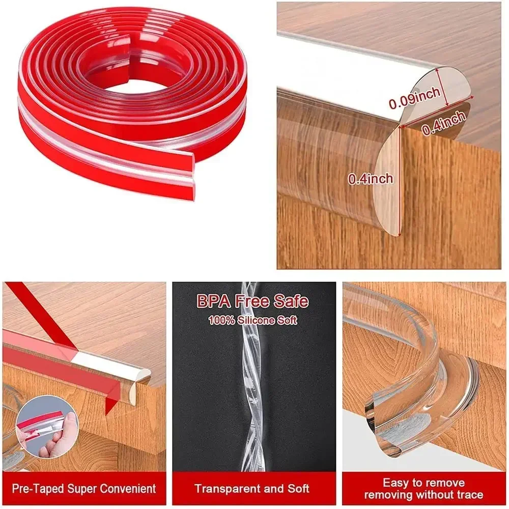 1/2M Tischkantenschutz Silikon Baby Schutz Streifen Klebeband Selbstklebend Kollisionssicher Kinder Sicherheit Möbel Eckenschützer