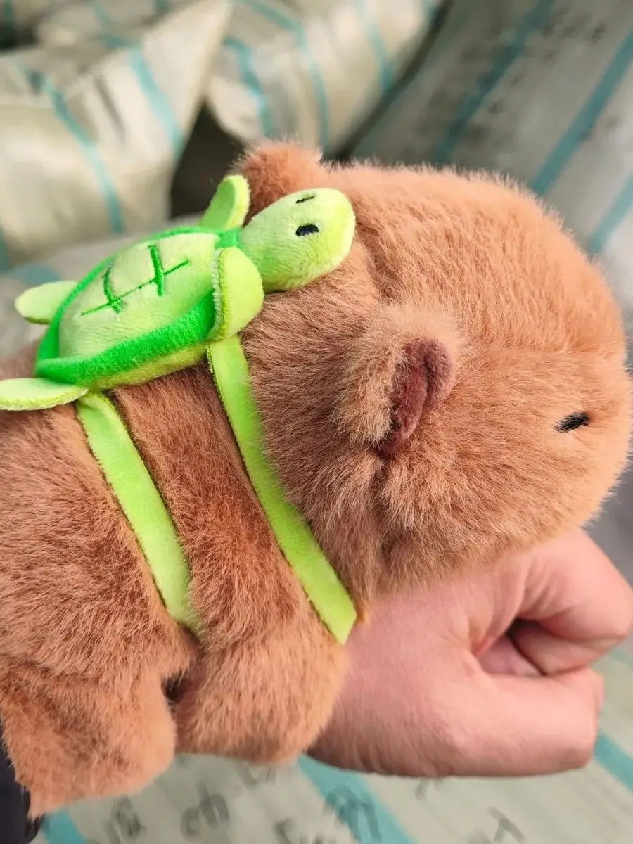 Novo adorável kawaii capivara animal tapa snap envoltório pulseira capivara anel de mão de pelúcia pulseira brinquedos do miúdo presente aniversário