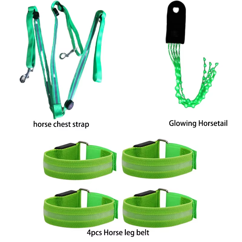 3 uds LED patas de caballo colas de pecho correas caballo montar luces nocturnas ecuestres luminosas equipos ecuestres de caballo Visible