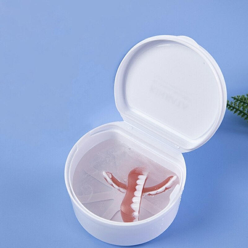 Dental Care Box Dental Holder Cleaning Box Orthodontic Appliance Denture Immersion Cleaning Box Belt Filter Cleaning 1pc