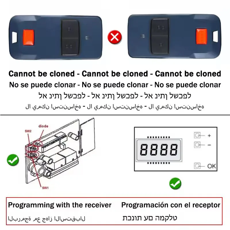 BFT MITTO COOL C2 C4 B RCB02 RCB04 MITTO2 MITTO4 KLEIO RCA02 RCA04 TRC1 TRC2 TRC4 Control remoto para puerta de garaje 433,92 MHz