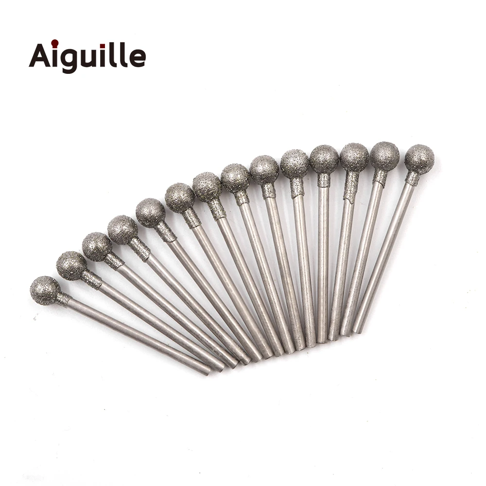 100Pcs Ball Shape Shank 2.35Mm 120 # เพชรบด Burr 0.5-8.0มม.ฟันบด Bits เพชรเพชรบด Burr