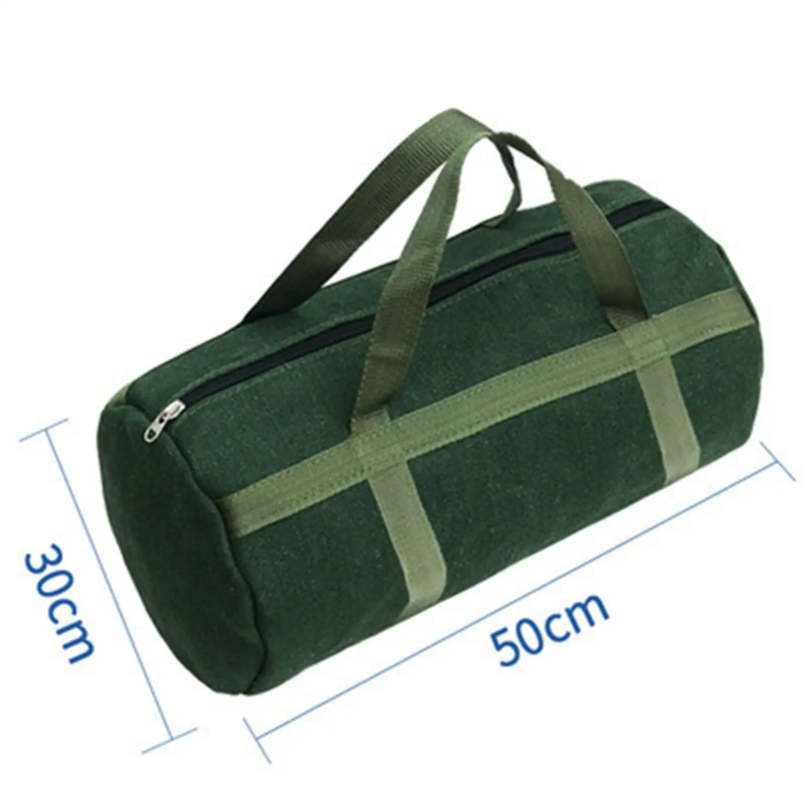 Canvas Tool Storage Bag Zipper Tool Pouch Wide Mouth Opening Smooth Zipper Closure Portable Multipurpose for Men Green Sturdy