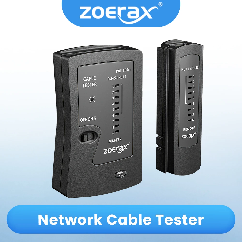 Тестер сетевого Ethernet-кабеля ZoeRax для LAN RJ45 Cat5 Cat5e Cat6 Cat6a Cat7 UTP/экранированного кабеля и RJ11 RJ12