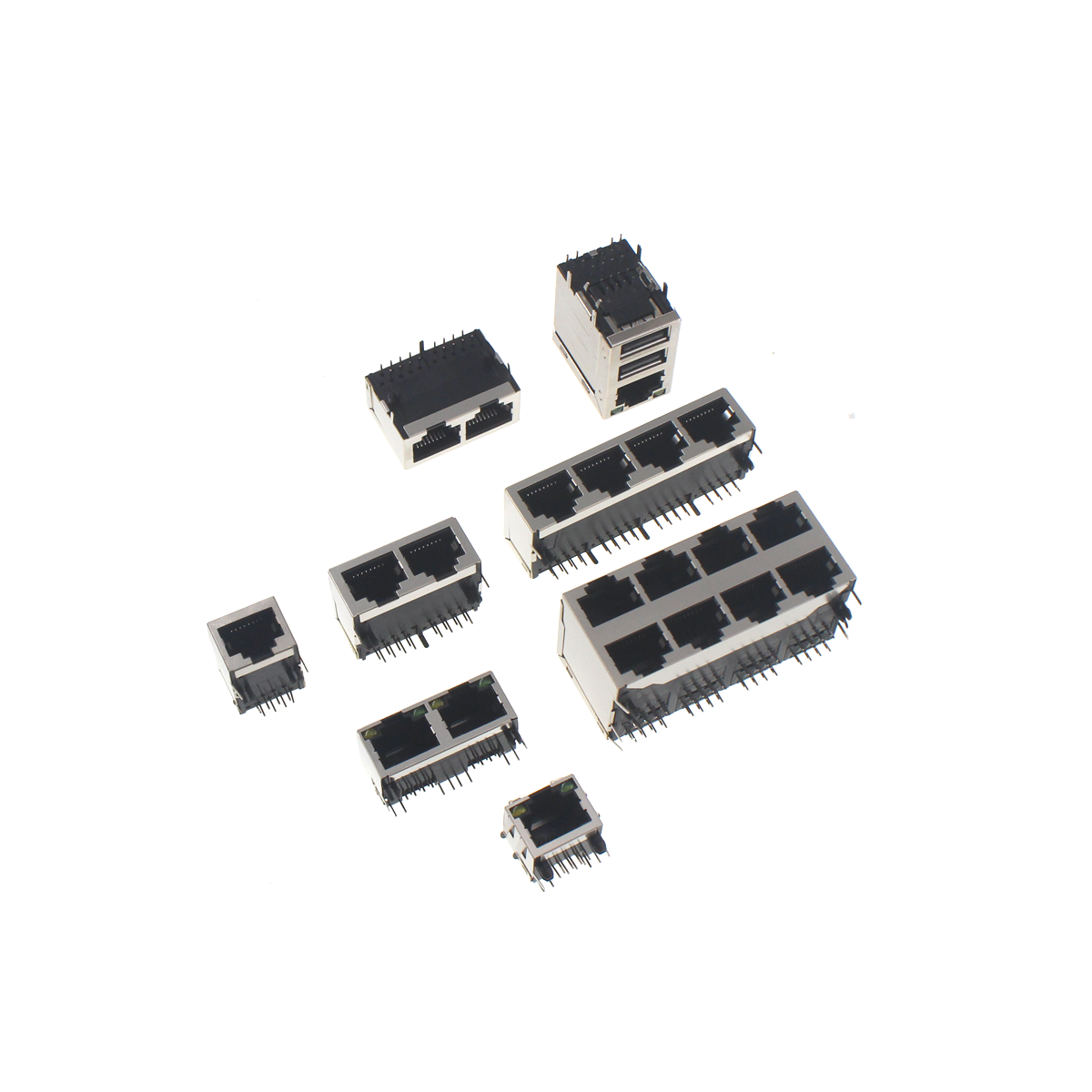 20/10/5/2pcs RJ45 Network Ethernet 8P 8C Female Socket Connectors 8Pin USB 2X4 1X4 2P 4PPCB Mount RJ45 8P8C Single Network Port