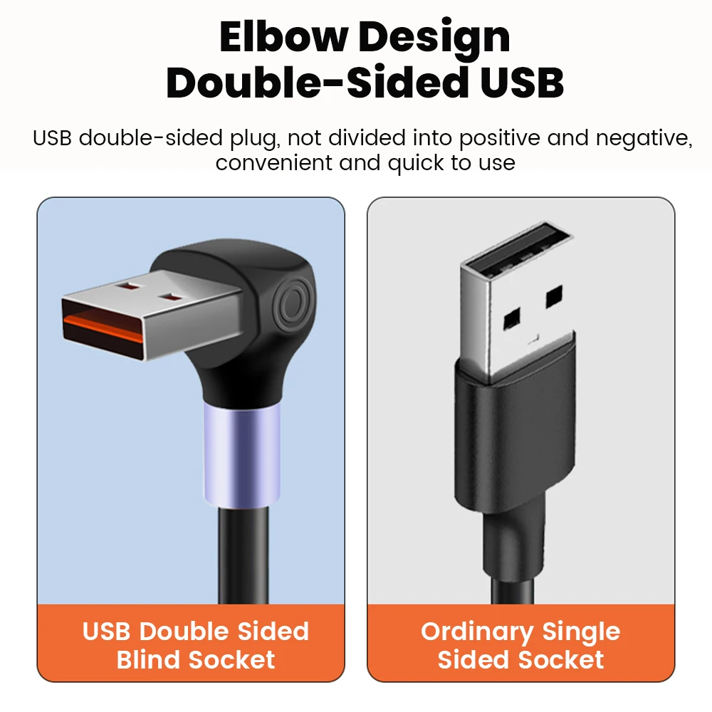 Kabel Pengisi Daya Cepat Tipe C Ke USB C 66W Kabel Data USB A/C Ke Tipe C Pegas Siku 90 Derajat untuk Iphone15 Samsung Xiaomi Huawei