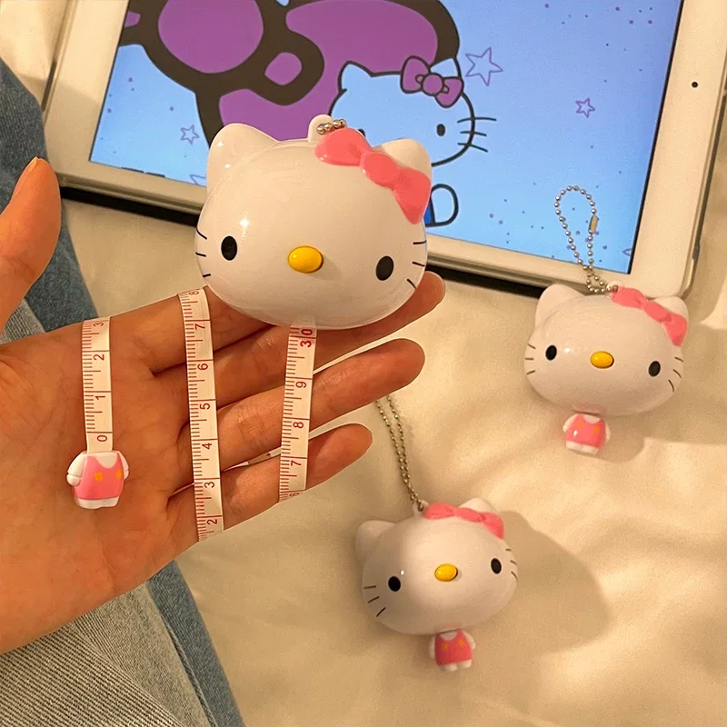 Lindo Mini Sanrio Hello Kitty cinta métrica auto telescópica Mini colgante regla de dibujos animados llavero regalo diario