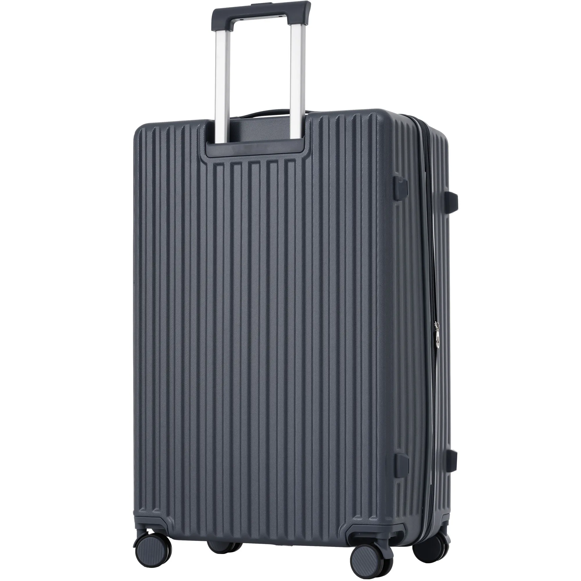 Hartschalen-Koffer, Rollkoffer, Reisekoffer, Handgepäck 4 Rollen, ABS-Material, TSA Zollschloss, 65*43*28, grau