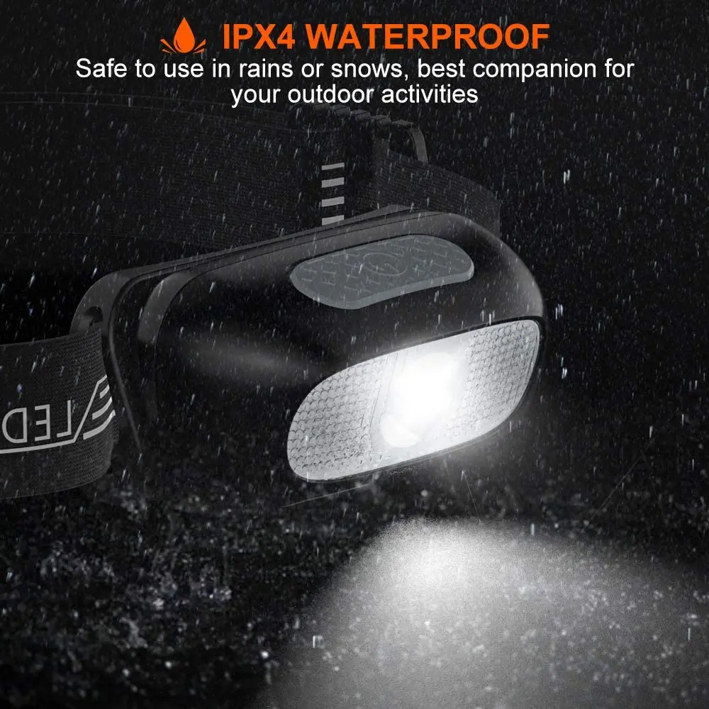 Faro con Sensor de movimiento corporal, 5 modos, Mini linterna frontal recargable por USB, linterna para acampar, resistente al agua para exteriores