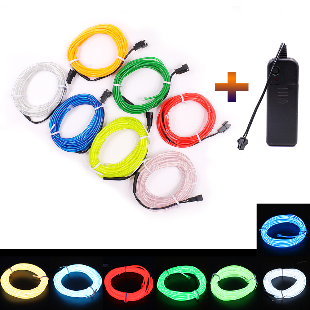 Đèn LED Đèn Neon 3V Chạy Bằng Pin AA Phát Sáng Dây EL Ruy Băng Dây Thừng Cáp Linh Hoạt Dây Đèn LED Cho Giày Quần Áo trang Trí Xe Ô Tô