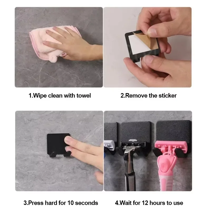 Bathroom Stainless Steel Razor Holder Storage Hook Wall Men Shaving Shaver Shelf Punch Free Razor Rack Accessories Organization
