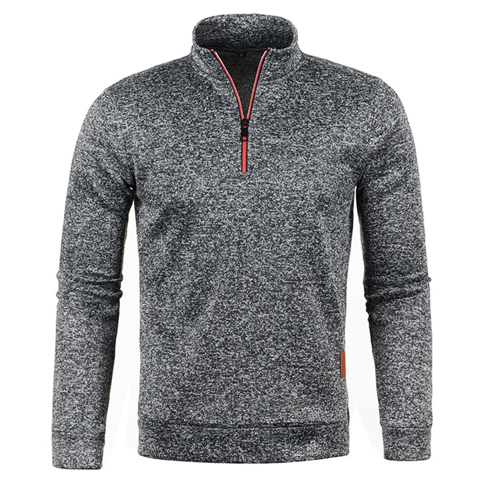 Herren Stehkragen Pullover Reißverschluss Twist Strickpullover Herren Dickere Sweatshirts Herbst Einfarbige Rollkragenpullover