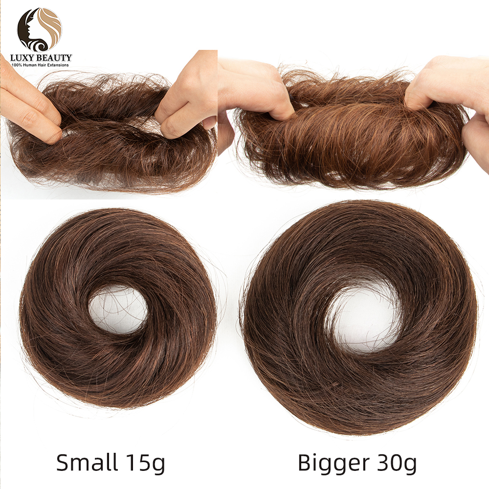 Moños de cabello humano, postizo de cola de caballo, piezas de cabello brasileño, moño para mujeres, Scrunchies, Updos, moño de Donut, extensiones de cabello humano 100%