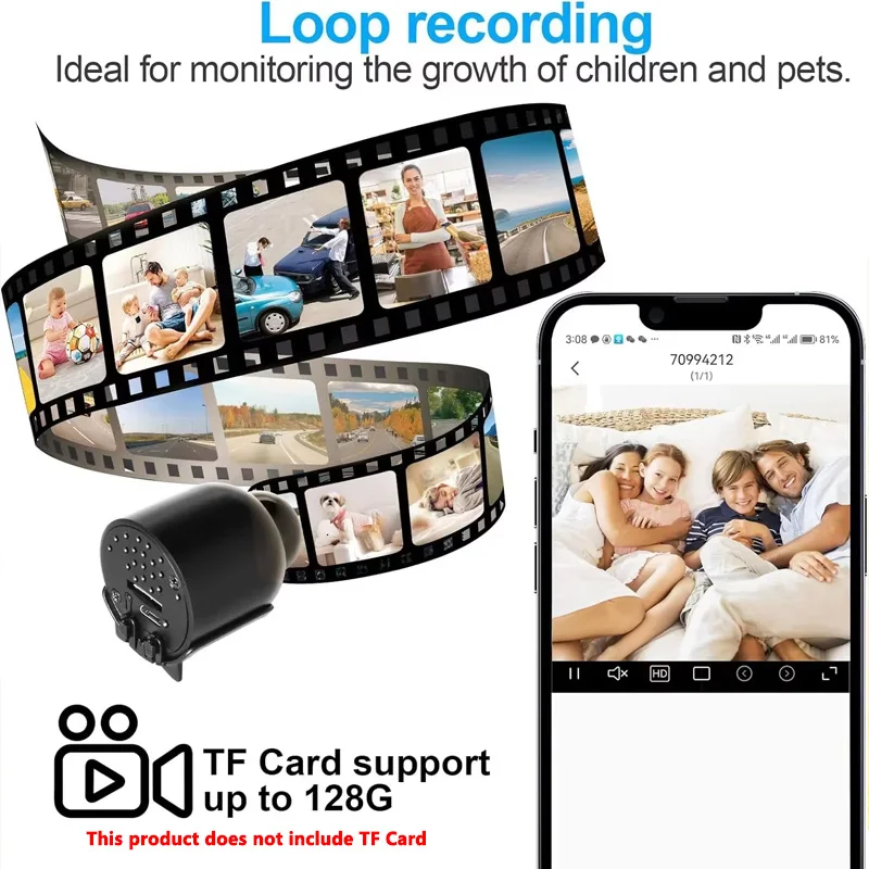 Miniaturowa kamera WiFi HD 1080P do monitoringu wewnętrznego, bezpieczeństwa i nadzoru, niania elektroniczna z noktowizorem, kamera IP z nagrywaniem audio i wideo.