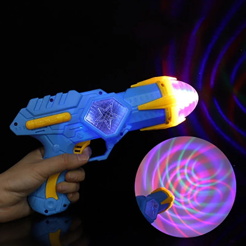 Grande ao ar livre crianças brinquedo elétrico arma projeção brilhante legal corda iluminação rotativa música dinâmica menino interativo presentes de férias