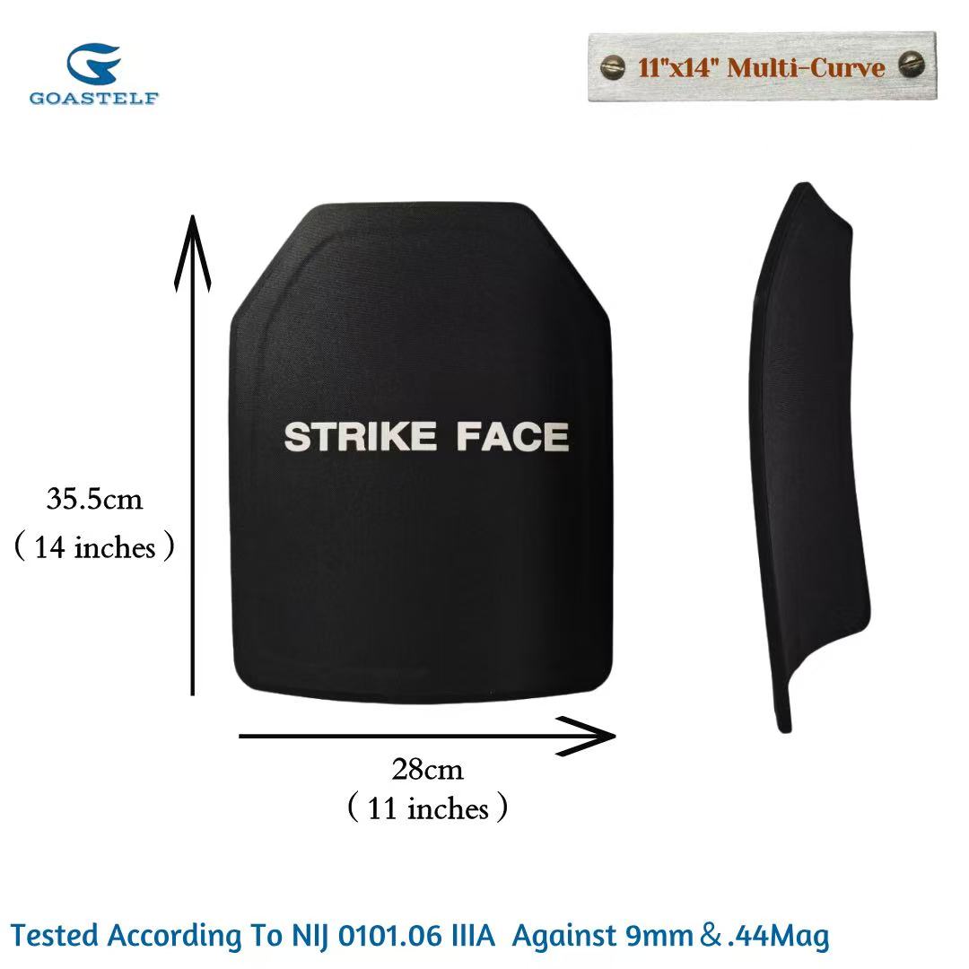 Баллистическая пластина уровня NIJ IIIA, 11 x 14 дюймов или 10 x 12 дюймов, тактическая панель бронежилета от 9 мм и 4,44 маг, цельная
