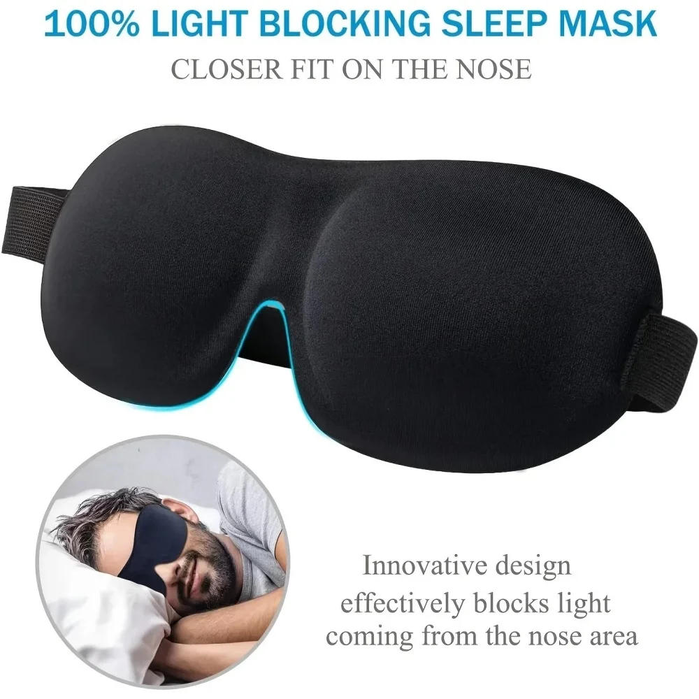 Máscara de sono 3d com venda para dormir, máscara de espuma de memória macia para dormir, bloqueio de viagem, luz slaapmasker, capa para os olhos