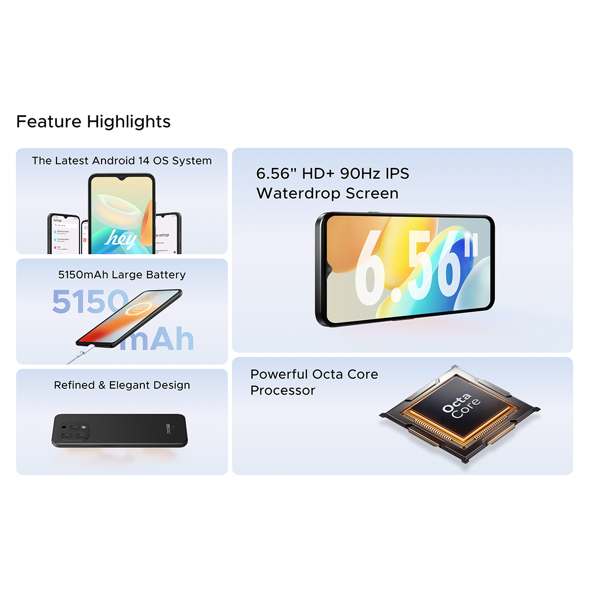 World Premiere DOOGEE N55 Pro Smartphone 6.56" 90Hz IPS 6GB RAM + 256GB ROM 5150mAh Battery Android 14 Face Unlock Widevine L1