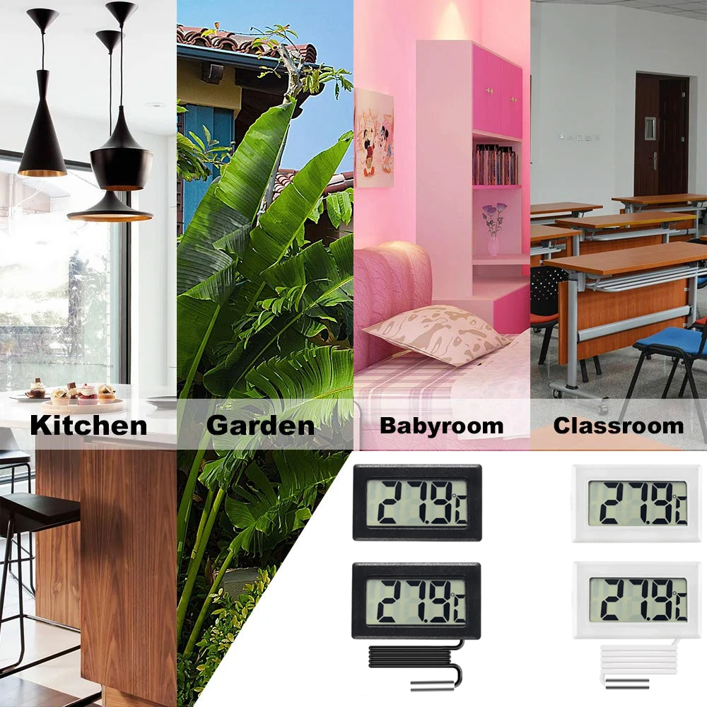 Mini Màn Hình LCD Kỹ Thuật Số Trong Nhà Tiện Lợi Cảm Biến Nhiệt Độ Đồng Hồ Đo Độ Ẩm Nhiệt Kế Ẩm Kế Đo