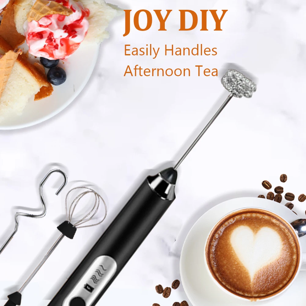 Electric Milk Frothers Wireless Handheld Milk Foamer Blender Coffee Maker Whisk Mixer Cappuccino Cream Egg Beater With Stand