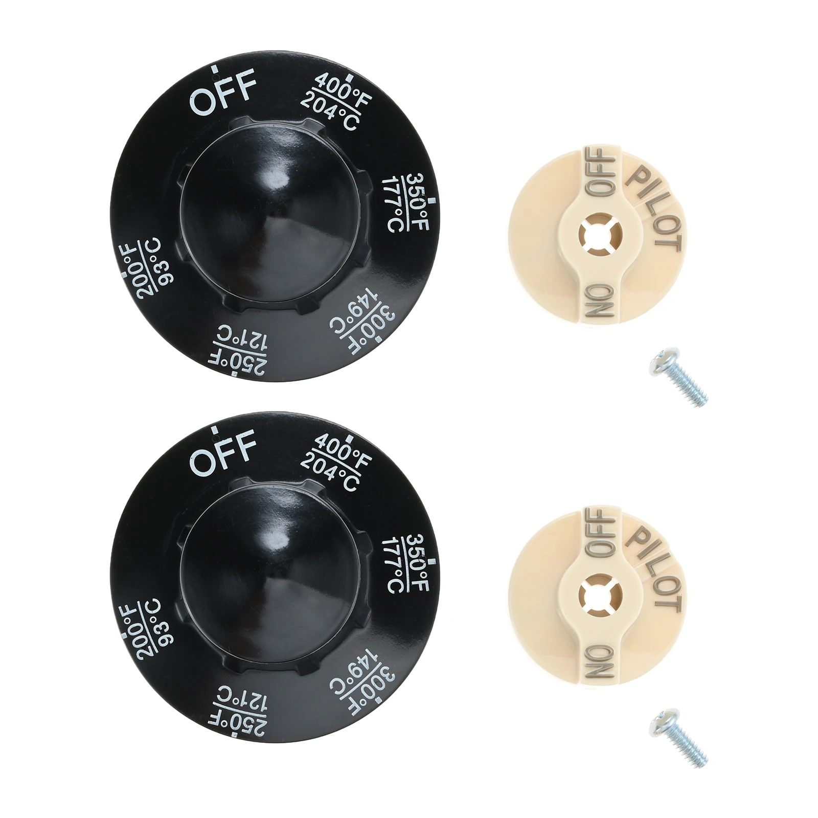 4 ชิ้น/เซ็ตควบคุมวาล์ว Beige Pilot Dial Knob 200-400 ° F ชุดลูกบิดเทอร์โมสตัทสําหรับหม้อทอด, Range, Braising