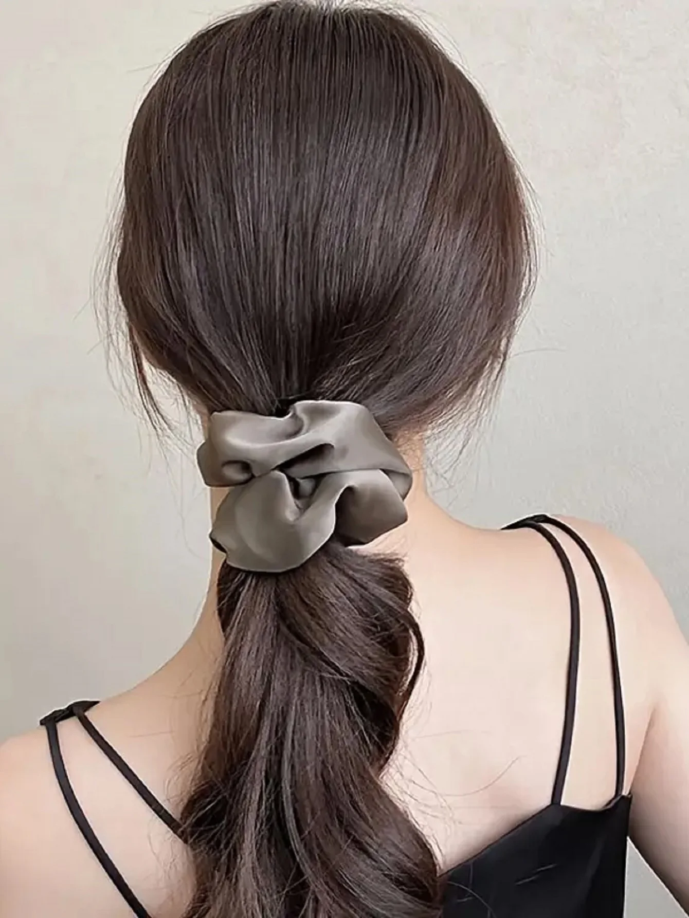 12pçs novo conjunto de anéis de cabelo com laço de salsicha de tecido de cetim cor sólida corda de cabelo