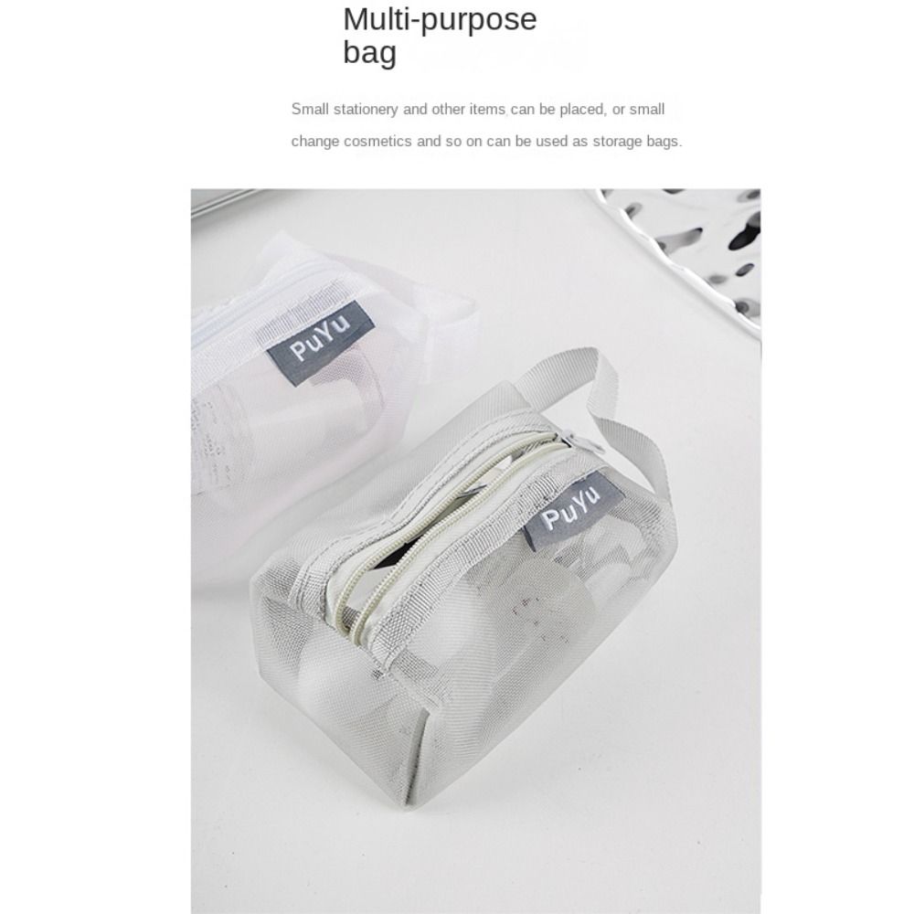 Bolsa de armazenamento de malha quadrada multiuso, leve, grande capacidade, mini zíper, bolsa de moedas, mini saco de lavagem