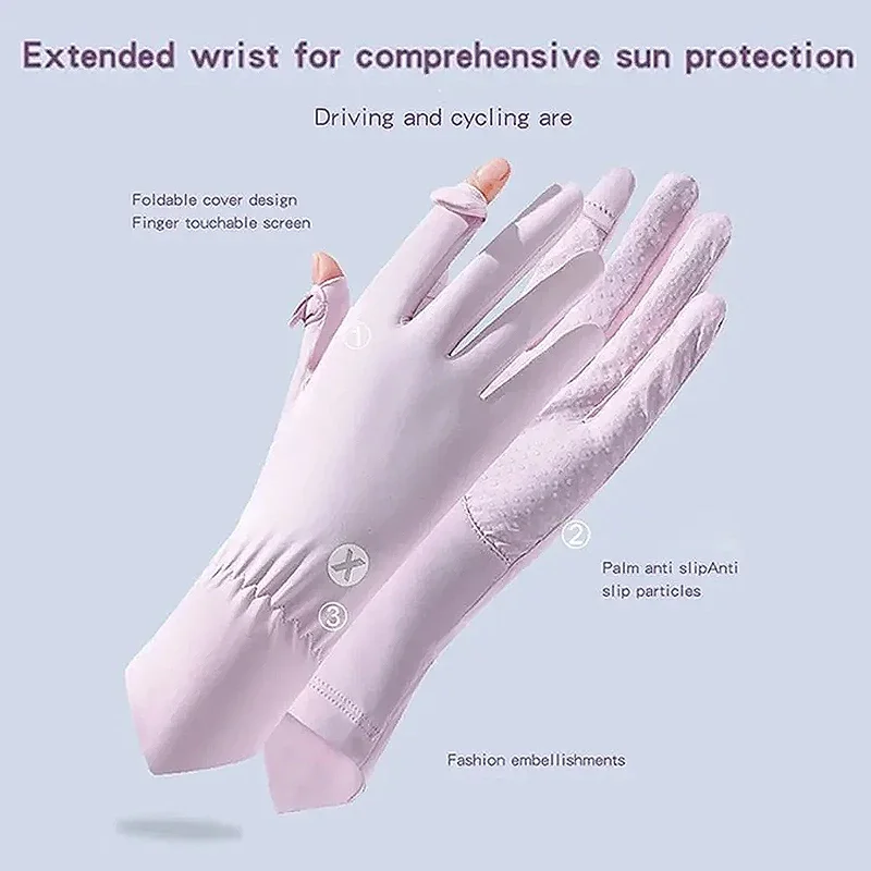 Zomer ijszijde koele ademende handschoenen voor buiten rijden en fietsen UV-bestendig touchscreen Flip elastische beschermende handschoenen