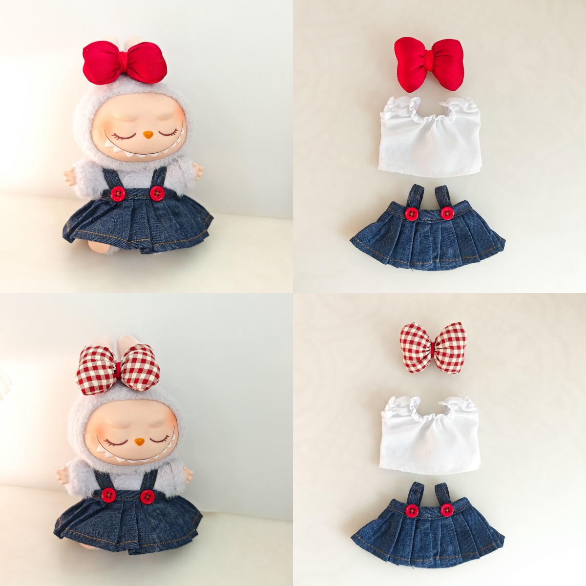 17cm labubu roupas de boneca de pelúcia acessórios para coreia kpop labubu ídolo boneca rosa arco saia labubu acessórios de roupas