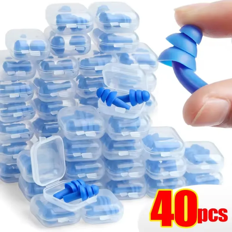 25/1Pair Tappi per le orecchie Dormire con cancellazione del rumore Riutilizzabili Tappi per le orecchie in silicone con blocco audio Tappi per le orecchie da nuoto impermeabili estivi con scatola