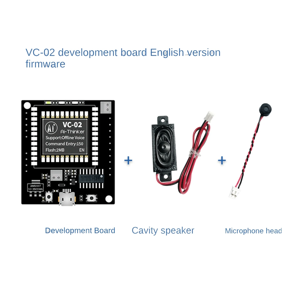 บอร์ดพัฒนาโมดูลควบคุมการจดจำเสียงออฟไลน์อัจฉริยะ VC-02-Kit AI
