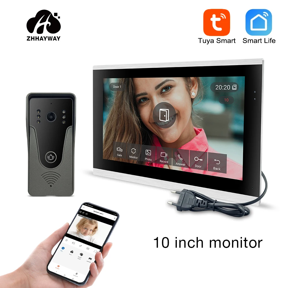 10-Zoll-HD-Video-Gegensprechanlage 1080P-Türklingel für Zuhause, Tuya-App, drahtlose Video-Gegensprechanlage, Entriegelung der mobilen Erkennung usw