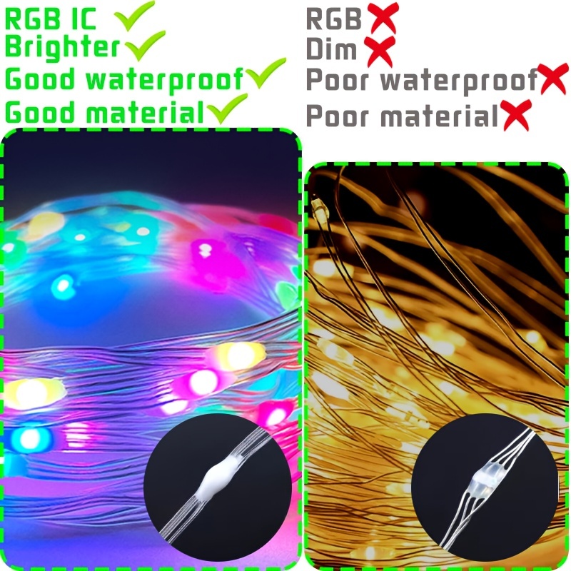 Led luz de fadas telefone app controle remoto ws2812b rgb led string diy inteligente ic endereçável dreamcolor jardim festa decoração natal
