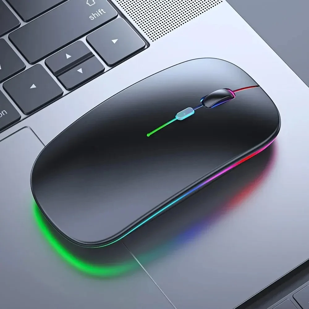 Ratón inalámbrico para videojuegos, retroiluminación, Compatible con USB, recargable, RGB, silencioso, ergonómico, retroiluminado, para ordenador portátil y PC