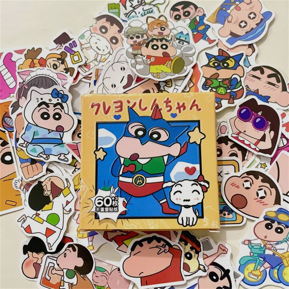 60Pcs Cartoon Crayon Shin-chan Stickers for Kids Girls DIY Laptop Phone Diary Cute Anime Sticker Kids Toys