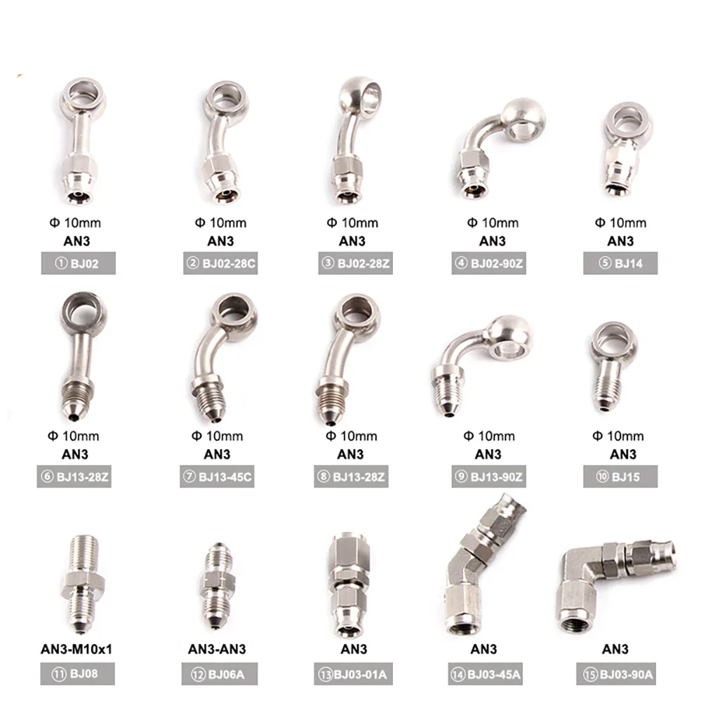 AN3 Motorrijwiel Hydraulische Remolieslang Lijn Banjo Fitting m10x1 roestvrij staal 10 mm Nieuw