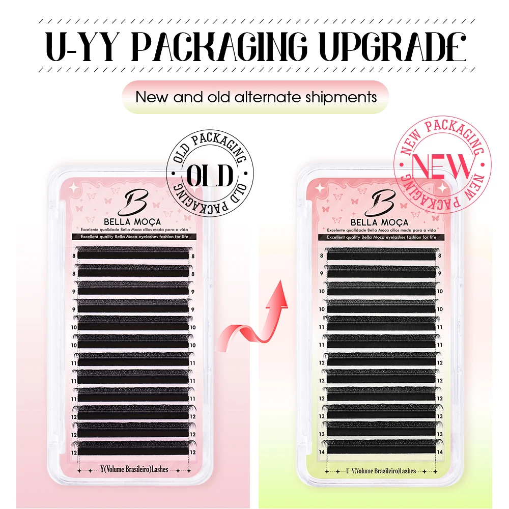 Bella moça U Shaped YY 3D 4D 5D 6D Eyelash Extension YY Lashes Super Soft Parallel Premade Fan Lashes C/D/M Curl Makeup Tools
