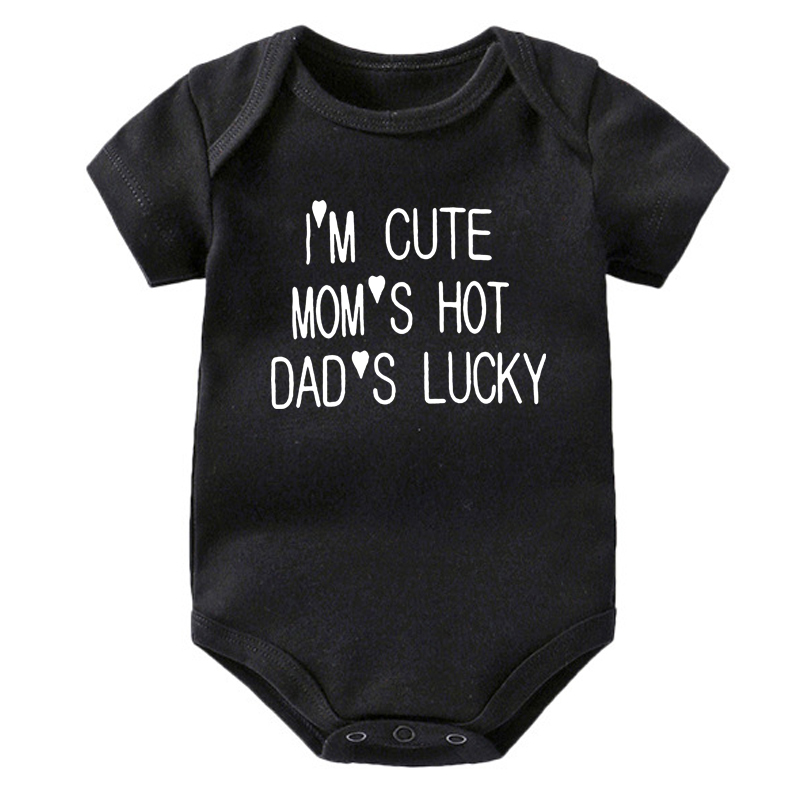 Ik ben schattige moeder hete papa's geluk pasgeboren bodysuit baby meisje jongen kleding korte mouw casual jumpsuit speelpakje rompertjes outfits