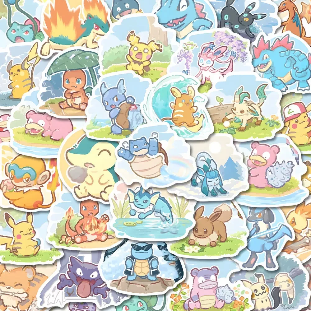 63 個ポケモンアニメステッカーピカチュウのラップトップスケートボードスーツケースかわいいステッカーギター電話漫画子供のギフトのおもちゃ