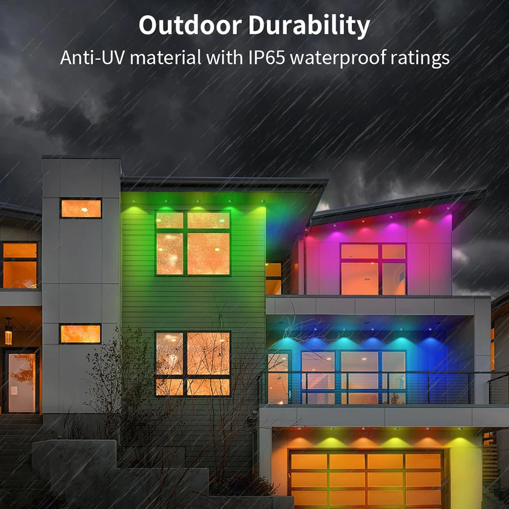Eave Light Stringa di luce a LED per esterni APP Bluetooth RGB IC Striscia luminosa Impermeabile Scena fai-da-te Colore Tutta la casa Festa Luce di nozze