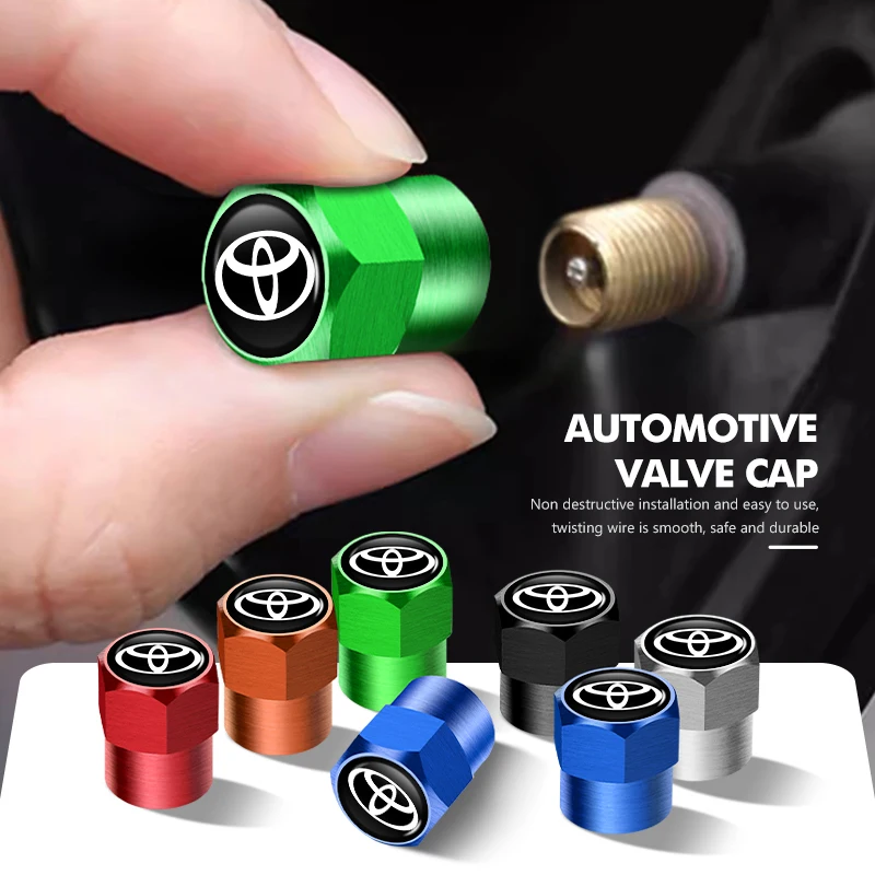 4PCS Car Tire Valve Caps Cover Aluminum Tire Wheel Stem Cap For Toyota Corolla Prius Auris CHR Land Cruiser Camry Avalon